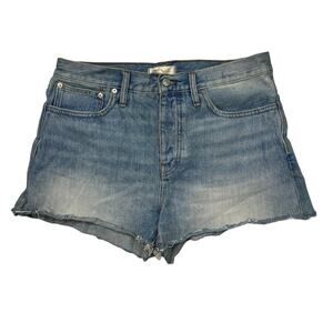 Madewell Relaxed Denim Shorts Mid Rise Button Fly Destroyed Hem Edition 29